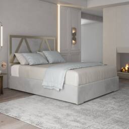 Casani Cliddesden Upholstered Soft Velvet Grey Metal Designer Bed Frame - Size: Small Double - thumbnail 2