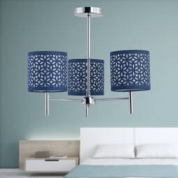 First Choice Lighting Brea - Chrome 3 Light Fitting with Navy Blue Cut Out Shades in Silver - thumbnail 3