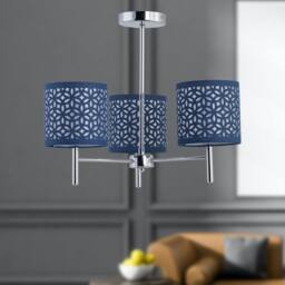 First Choice Lighting Brea - Chrome 3 Light Fitting with Navy Blue Cut Out Shades in Silver - thumbnail 4