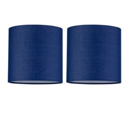 First Choice Lighting Set of 2 Navy Blue Cotton 17cm Table Lamp Shades