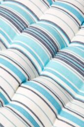 Homescapes Garden Bench Cushion Luxury 2 Seater Cotton Blue Striped Indoor Outdoor Pad - thumbnail 4