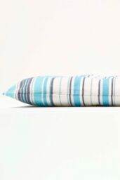 Homescapes Garden Bench Cushion Luxury 2 Seater Cotton Blue Striped Indoor Outdoor Pad - thumbnail 5