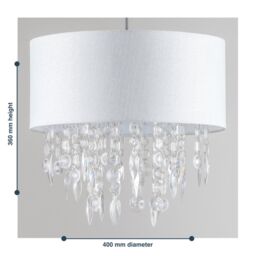 First Choice Lighting Set of 2 Fiji - White Fleck Jewelled Easy Fit 40cm Pendant Shades - thumbnail 4