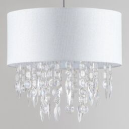 First Choice Lighting Set of 2 Fiji - White Fleck Jewelled Easy Fit 40cm Pendant Shades - thumbnail 2