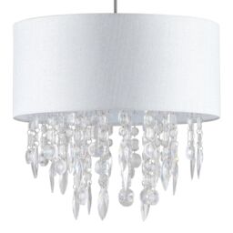 First Choice Lighting Set of 2 Fiji - White Fleck Jewelled Easy Fit 40cm Pendant Shades - thumbnail 7