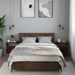 Berkfield Home Wall-mounted Bedside Cabinets 2 pcs Smoked Oak 40x31x39.5 cm in Brown - thumbnail 3