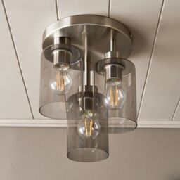 Pagazzi Kingsholm 3 Light Satin Nickel Semi Flush Ceiling Light in Silver - thumbnail 2