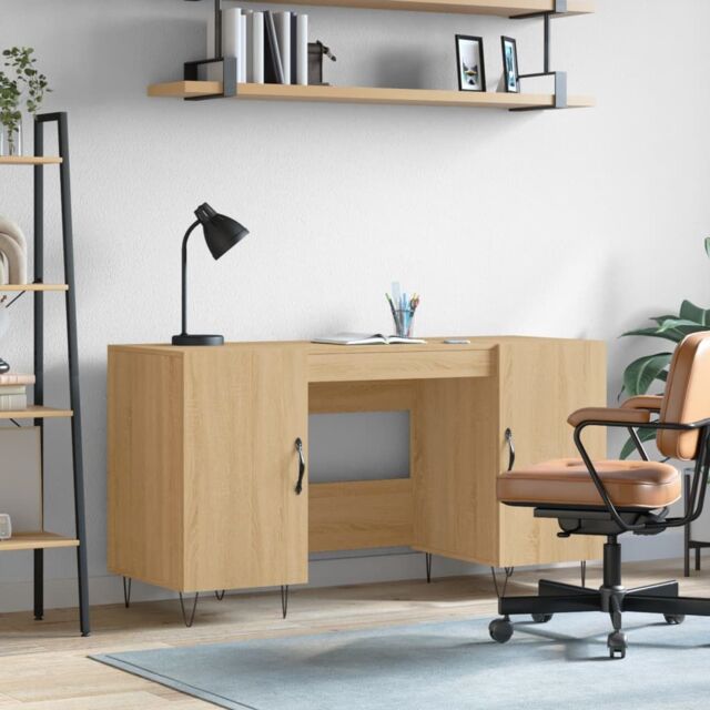 Berkfield Home Desk Sonoma Oak 140x50x75 cm Engineered Wood in Brown - Size: 140 x 50 x 75 cm - image 1