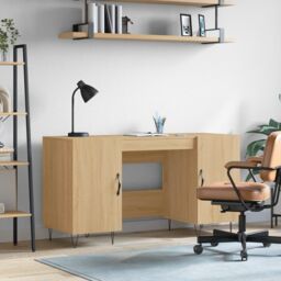 Berkfield Home Desk Sonoma Oak 140x50x75 cm Engineered Wood in Brown - Size: 140 x 50 x 75 cm - thumbnail 1