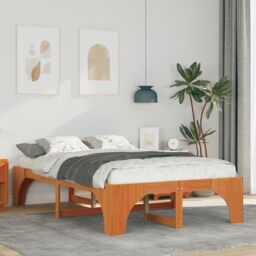 Berkfield Home Floor Bed Frame with Storage Brown 120 x 200 cm Solid pine wood - thumbnail 1