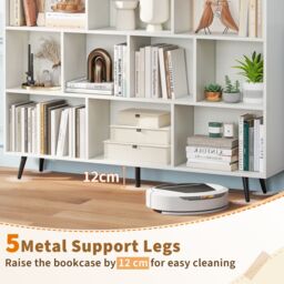 Gymax 10-Cube Freestanding Bookcase 140 CM Mid Century Storage Organizer in White - thumbnail 6