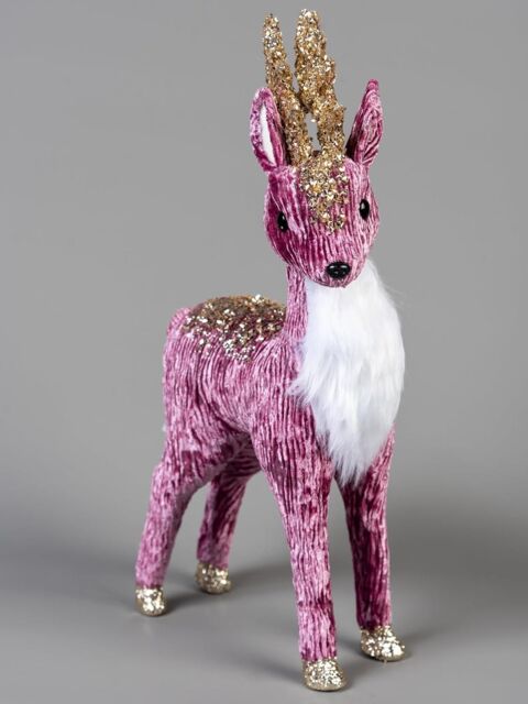 Shatchi 35cm Burgundy Reindeer - Christmas Figurine in Pink - image 1