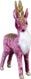 Shatchi 35cm Burgundy Reindeer - Christmas Figurine in Pink - thumbnail 3