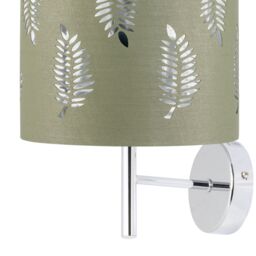 First Choice Lighting Brea - Chrome Wall Light with Sage Green Fern Shade in Silver - thumbnail 2