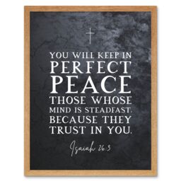 "Artery8 Wall Art Print Isaiah 26:3 Perfect Peace They Trust In You Christian Bible Verse Quote Scripture Typography Art Framed - Size: W12"" x H16""" - thumbnail 1