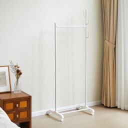 Living and Home Rolling Garment Hanging Clothes Coat Rack on Wheels in White - thumbnail 6