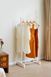 Living and Home Rolling Garment Hanging Clothes Coat Rack on Wheels in White - thumbnail 5
