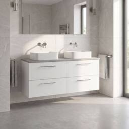 Balterley Level 1200mm Wall Hung 4 Drawer Unit & Laminate Worktop - Gloss White - thumbnail 4
