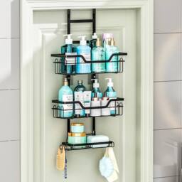 EONLION 3 Tier Hanging Shower Caddy Storage in Black - thumbnail 3