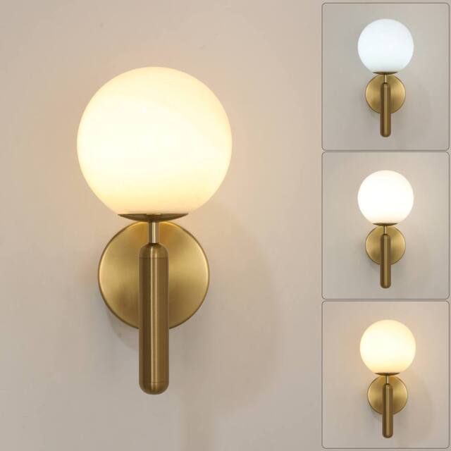 Pheashine Gold Rechargeable Touch Wall Lamp, 15cm Milky Glass 3000-6500K Dimmable - image 1