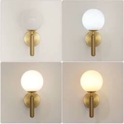 Pheashine Gold Rechargeable Touch Wall Lamp, 15cm Milky Glass 3000-6500K Dimmable - thumbnail 2
