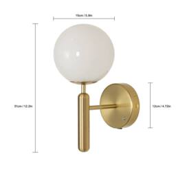Pheashine Gold Rechargeable Touch Wall Lamp, 15cm Milky Glass 3000-6500K Dimmable - thumbnail 4