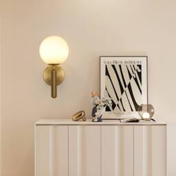 Pheashine Gold Rechargeable Touch Wall Lamp, 15cm Milky Glass 3000-6500K Dimmable - thumbnail 6