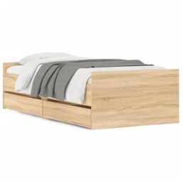 Berkfield Home Bed Frame with Drawers without Mattress Sonoma Oak 100x200 cm in Brown - thumbnail 2