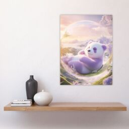 "Artery8 Purple Baby Panda Bear in Bubble Fantasy Art Wall Art Print - Size: W24"" x H32""" - thumbnail 4