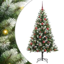Berkfield Home Lush Artificial Hinged Christmas Tree with Flocked Snow 150 cm in Green - thumbnail 3