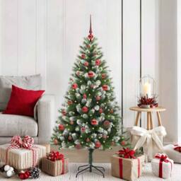 Berkfield Home Lush Artificial Hinged Christmas Tree with Flocked Snow 150 cm in Green - thumbnail 2