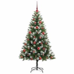Berkfield Home Lush Artificial Hinged Christmas Tree with Flocked Snow 150 cm in Green - thumbnail 4