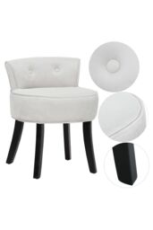 Living and Home Light Grey Low Back Velvet Dressing Footstool with Black Legs - thumbnail 3