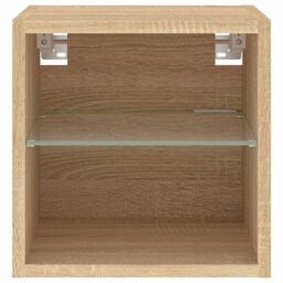 Berkfield Home TV Wall Cabinet with LED Lights Sonoma Oak 30x28.5x30 cm in Brown - thumbnail 8