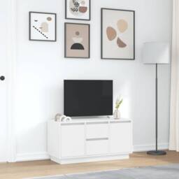 Berkfield Home TV Cabinet with LED Lights White 100x41x50 cm - Size: 100 x 41 x 50 cm - thumbnail 4