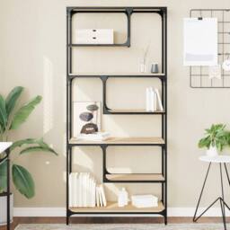 Berkfield Home Bookcase Sonoma Oak 81x36x176 cm Engineered Wood in Brown - Size: 81 x 36 x 176 cm - thumbnail 2