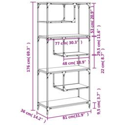 Berkfield Home Bookcase Sonoma Oak 81x36x176 cm Engineered Wood in Brown - Size: 81 x 36 x 176 cm - thumbnail 9