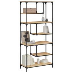 Berkfield Home Bookcase Sonoma Oak 81x36x176 cm Engineered Wood in Brown - Size: 81 x 36 x 176 cm - thumbnail 3