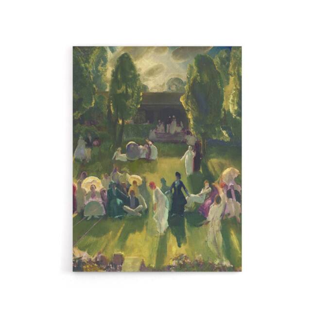 "Artery8 George Bellows Tennis at Newport Painting Detail Canvas Wall Art Print in Green - Size: W12"" x H16""" - image 1