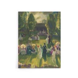 "Artery8 George Bellows Tennis at Newport Painting Detail Canvas Wall Art Print in Green - Size: W12"" x H16""" - thumbnail 1