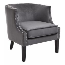Orsina Larissa Velvet Studded Chair in Grey - thumbnail 2