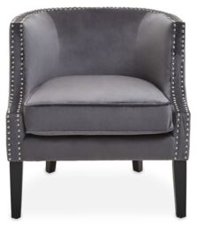 Orsina Larissa Velvet Studded Chair in Grey - thumbnail 7
