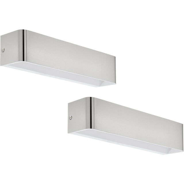 Loops 2 PACK Wall Light Satin Nickel Front Cover Oblong Box Structure LED 12W Inc in Metallics - image 1