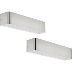 Loops 2 PACK Wall Light Satin Nickel Front Cover Oblong Box Structure LED 12W Inc in Metallics