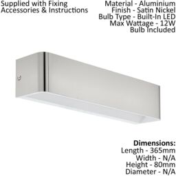 Loops 2 PACK Wall Light Satin Nickel Front Cover Oblong Box Structure LED 12W Inc in Metallics - thumbnail 2