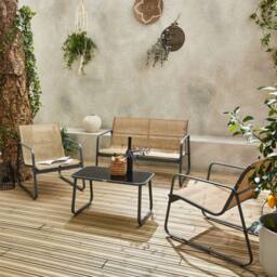 sweeek 4-seater Metal Garden Furniture Set in Grey - thumbnail 6