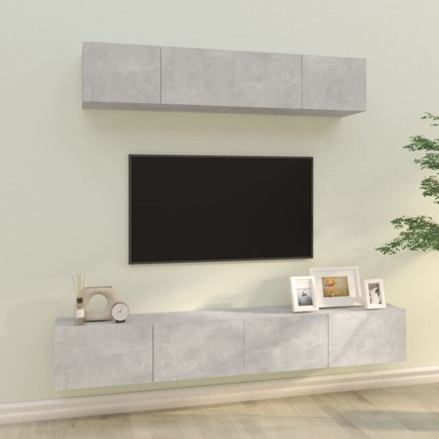 Berkfield Home 4 Piece TV Cabinet Set Concrete Grey Engineered Wood - image 1