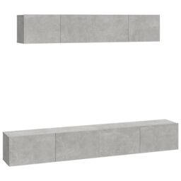 Berkfield Home 4 Piece TV Cabinet Set Concrete Grey Engineered Wood - thumbnail 2