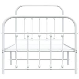 Berkfield Home Metal Bed Frame with Headboard & Footboard White 90x190 cm Single - thumbnail 6