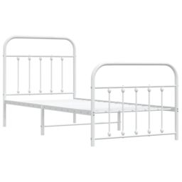 Berkfield Home Metal Bed Frame with Headboard & Footboard White 90x190 cm Single - thumbnail 5